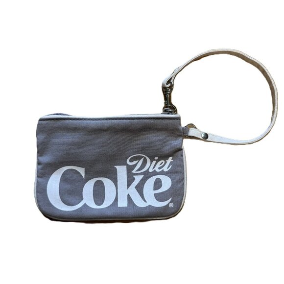 Diet Coke Gray Canvas Wristlet Purse, Recycled Bottles, Coca-Cola Memorabilia - Picture 2 of 9